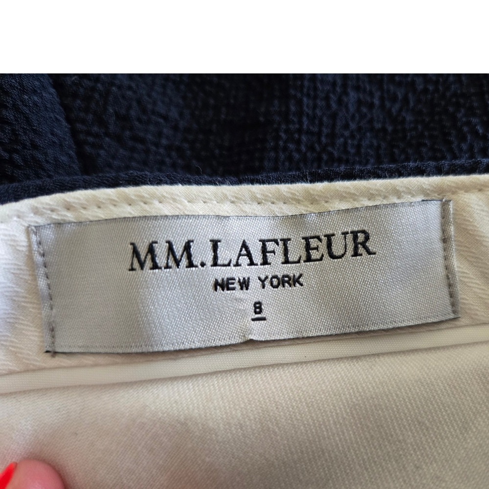 MM.LaFleur Womens 8 Pants Culotte Navy Blue Wide Leg High Rise Side Pleat Crepe - Picture 3 of 12